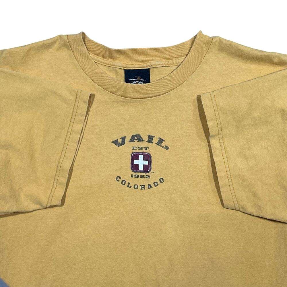 Vintage Vail Colorado T-Shirt Men’s XL Mustard Yellow Tee Made In USA